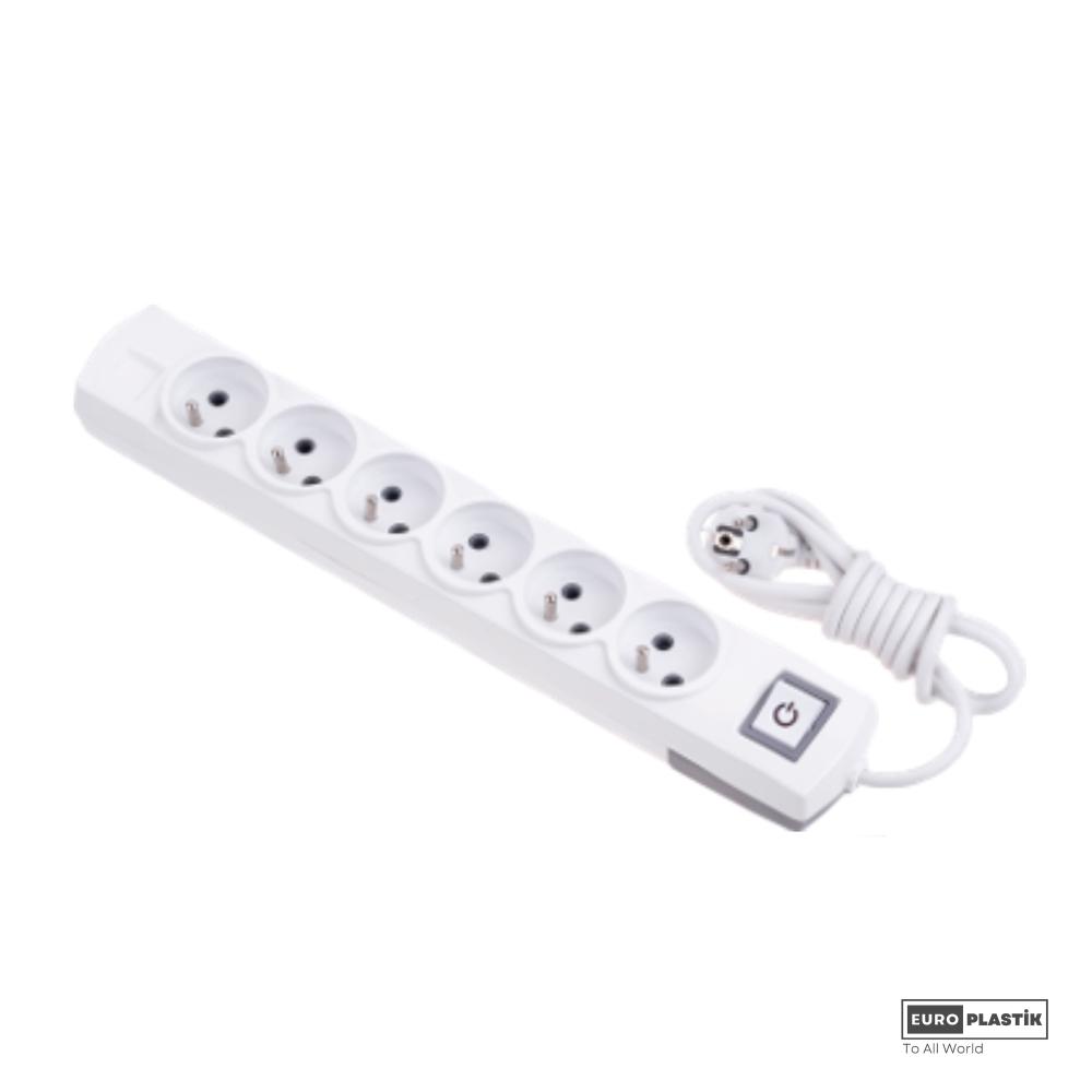 6 Gangs Pin Earthed Group Socket With 1 Meter Cable and Switch