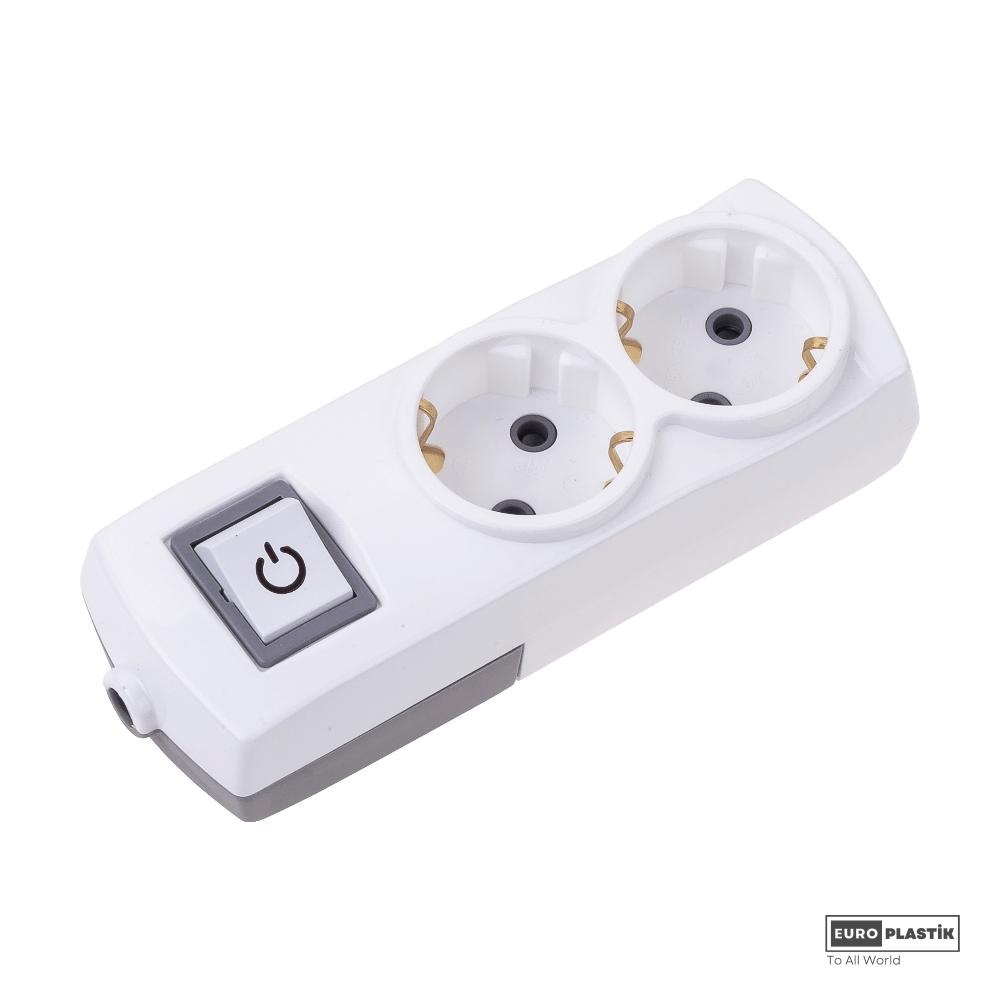 2 Gangs Earthed Group Socket With Switch (No-Cable)