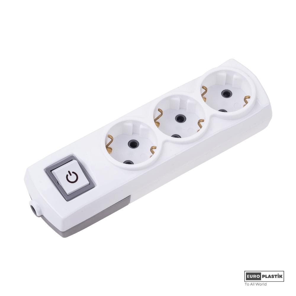 3 Gangs Earthed Group Socket With Switch (No-Cable)