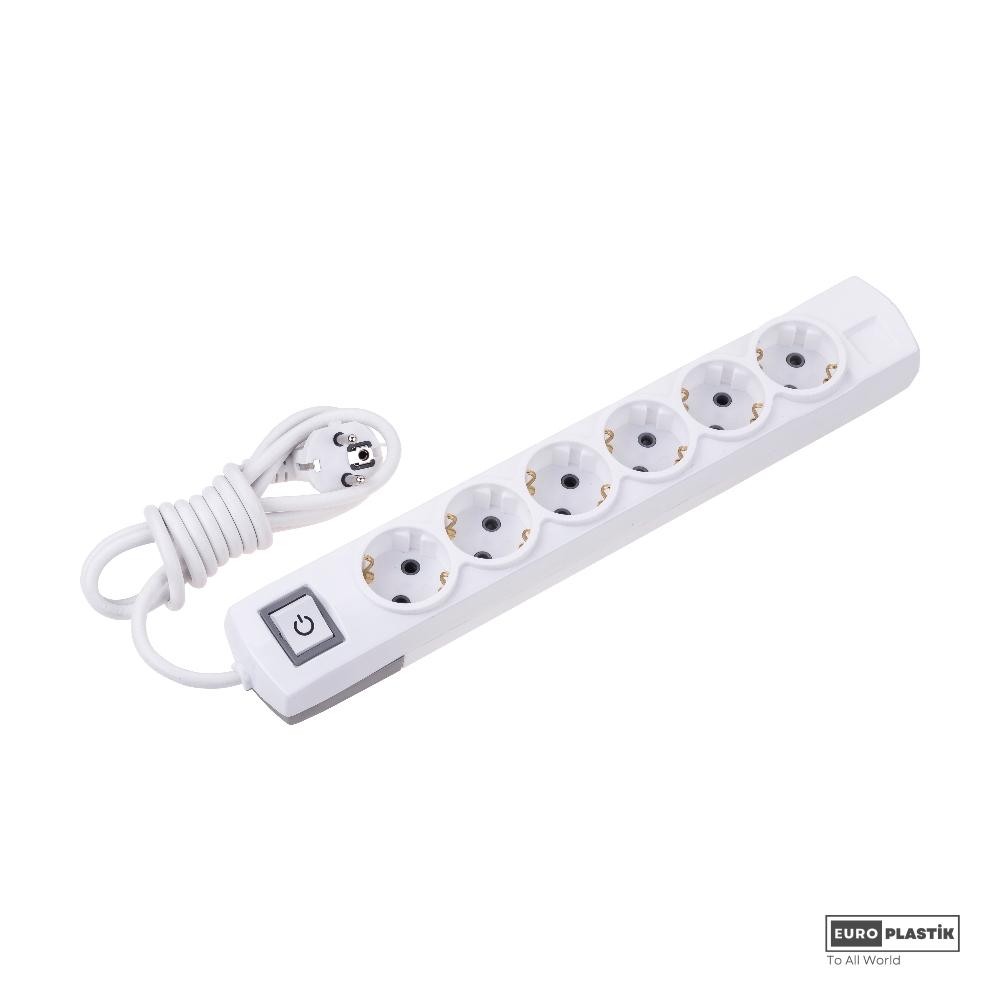 6 Gangs Earthed Group Socket With 3mt Cable and Switch
