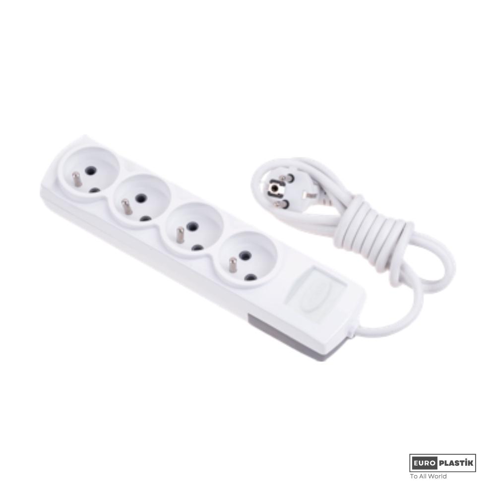 4 Gangs Pin Earthed Group Socket With 3 Meter Cable