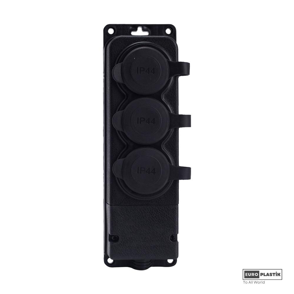 1x16A Monophase Earthed 3 Gangs Socket (French Type)