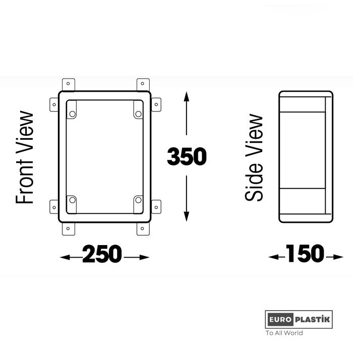 250 x 350 x 150 ABS Grey Door Board