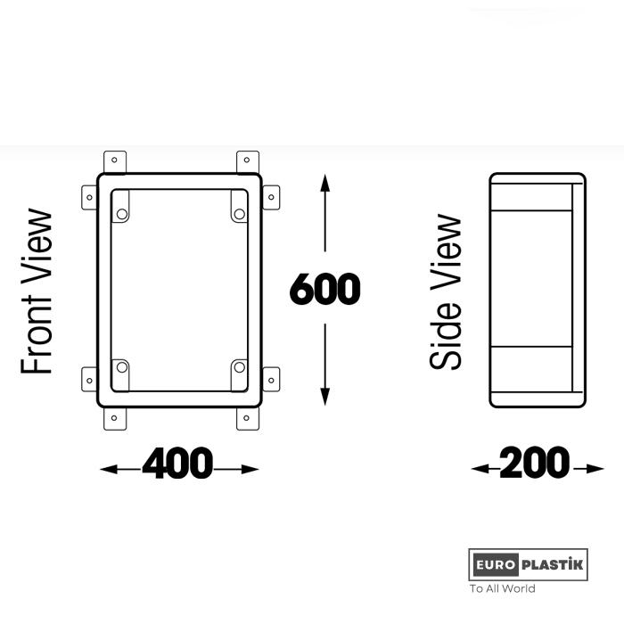 400 x 600 x 200 ABS Grey Door Board
