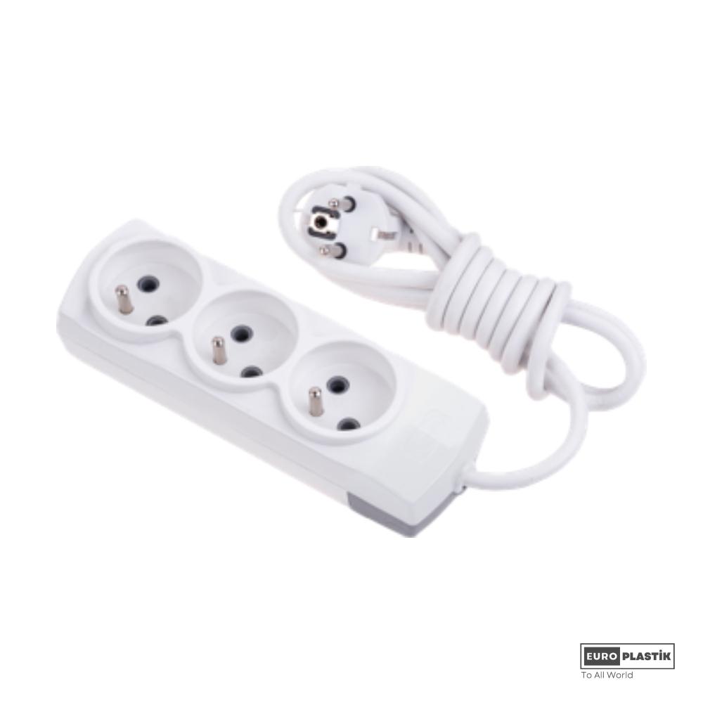 3 Gangs Pin Earthed Group Socket With 1 Meter Cable