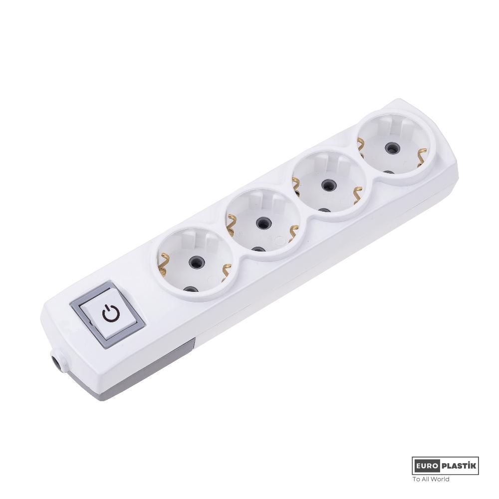 4 Gangs Earthed Group Socket With Switch (No-Cable)
