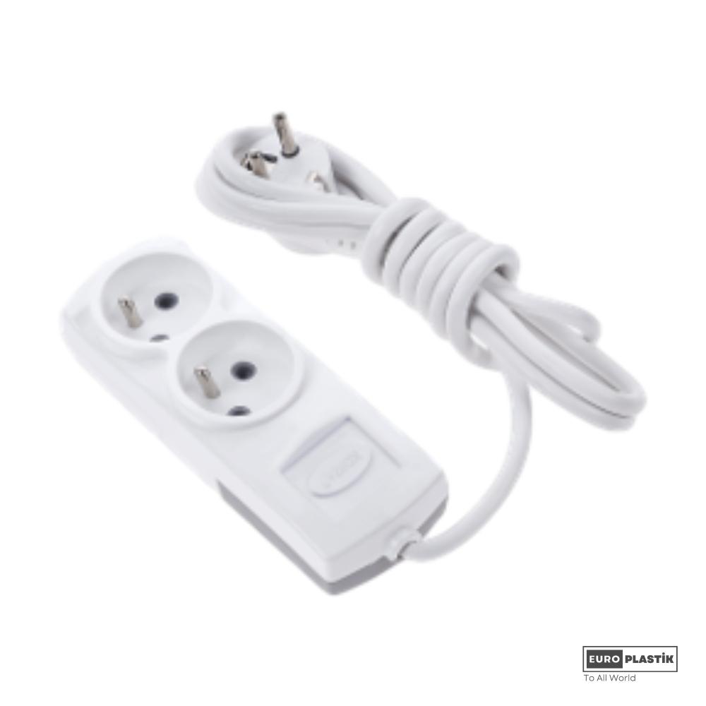 2 Gangs Pin Earthed Group Socket With 5 Meter Cable