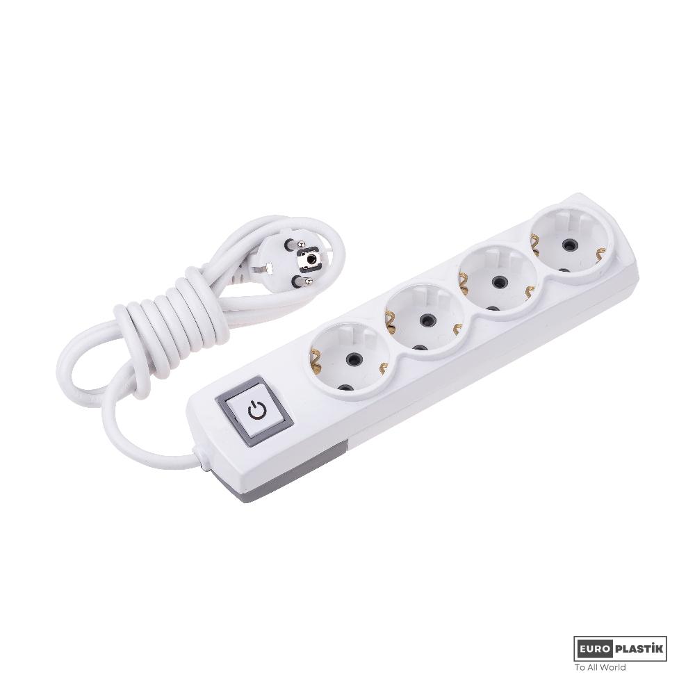 4 Gangs Earthed Group Socket With 3mt Cable and Switch