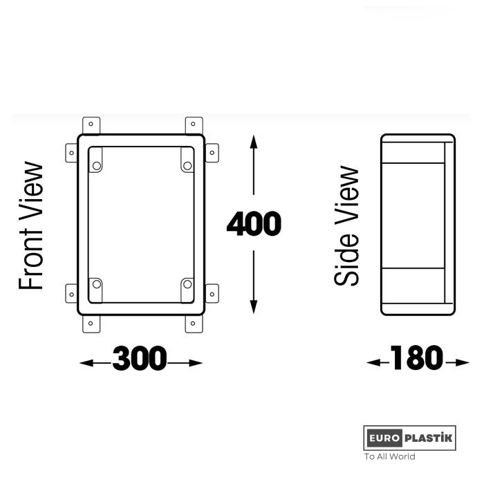 300 x 400 x 180 ABS Grey Door Board