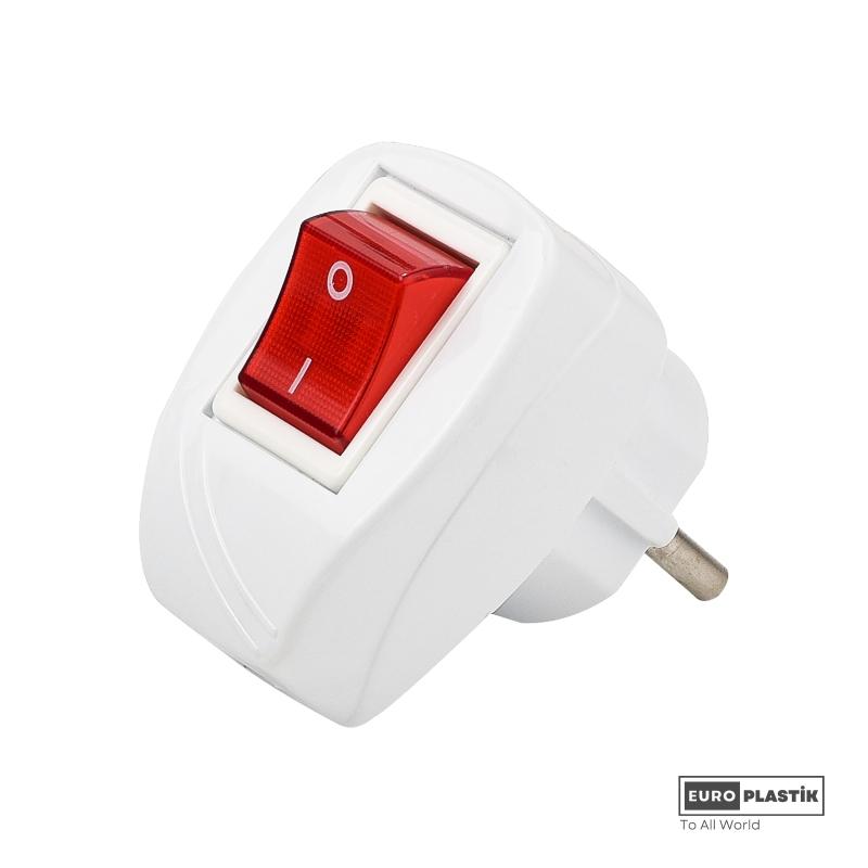 Earthed Male Plug With Switch | EURO Plastik