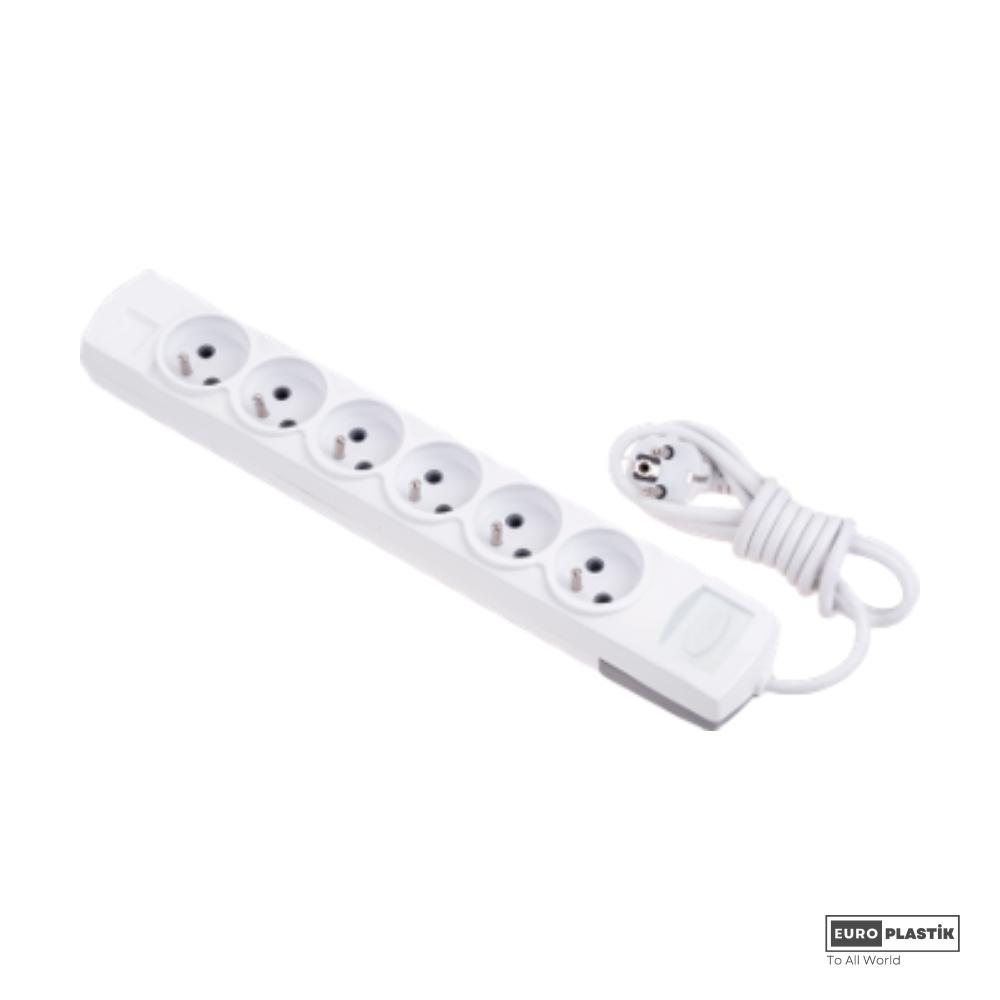 6 Gangs Pin Earthed Group Socket With 5 Meter Cable