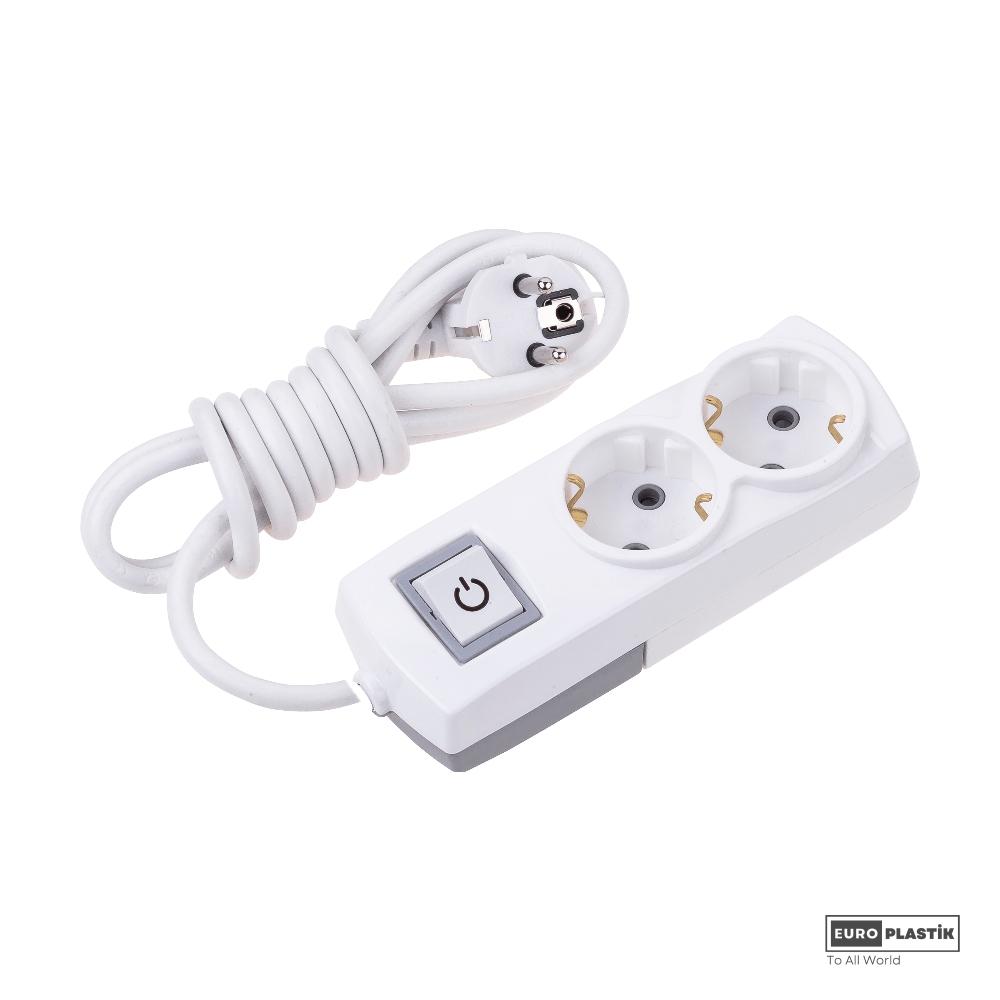 2 Gangs Earthed Group Socket With 2mt Cable and Switch