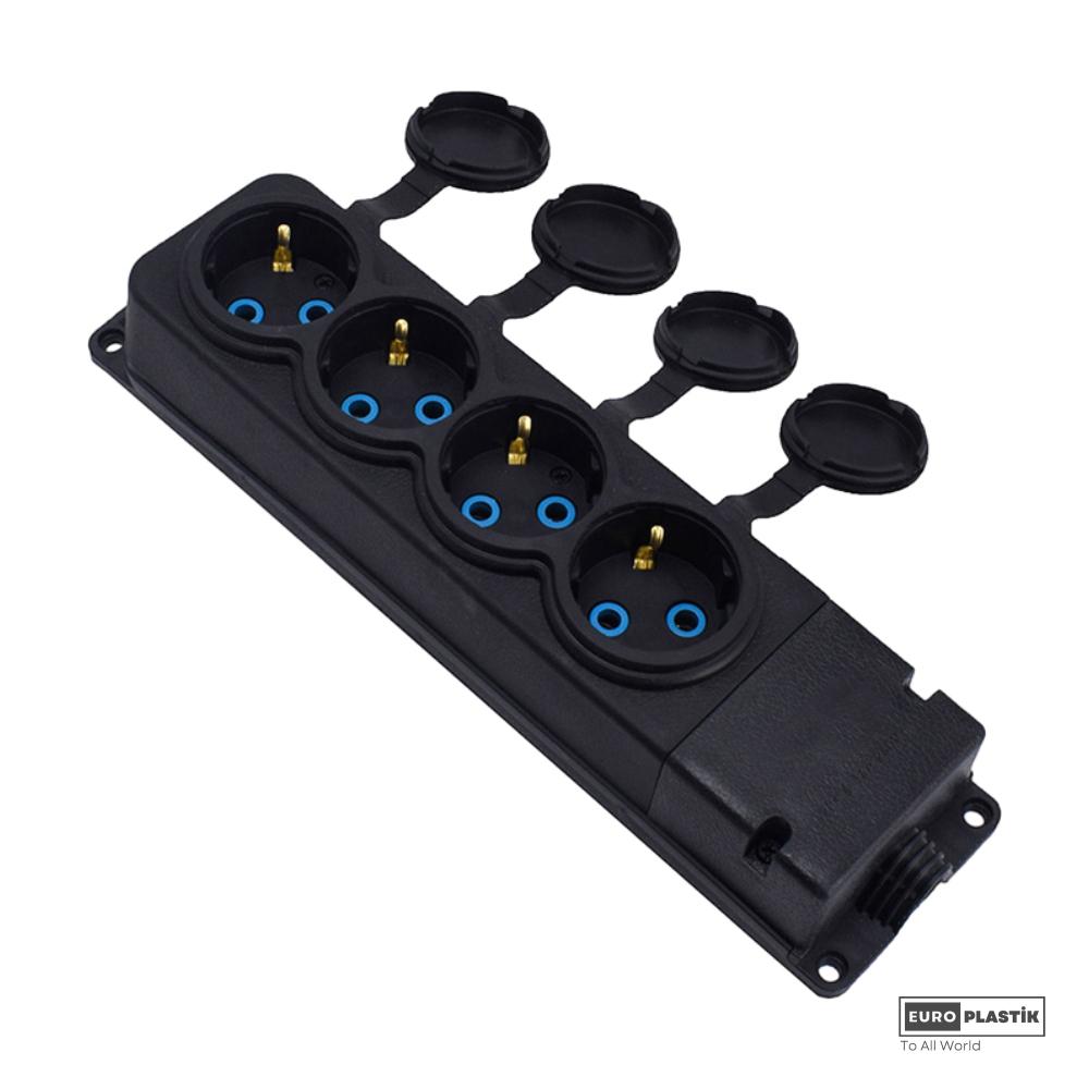 1x16A Monophase Earthed 4 Gangs Socket