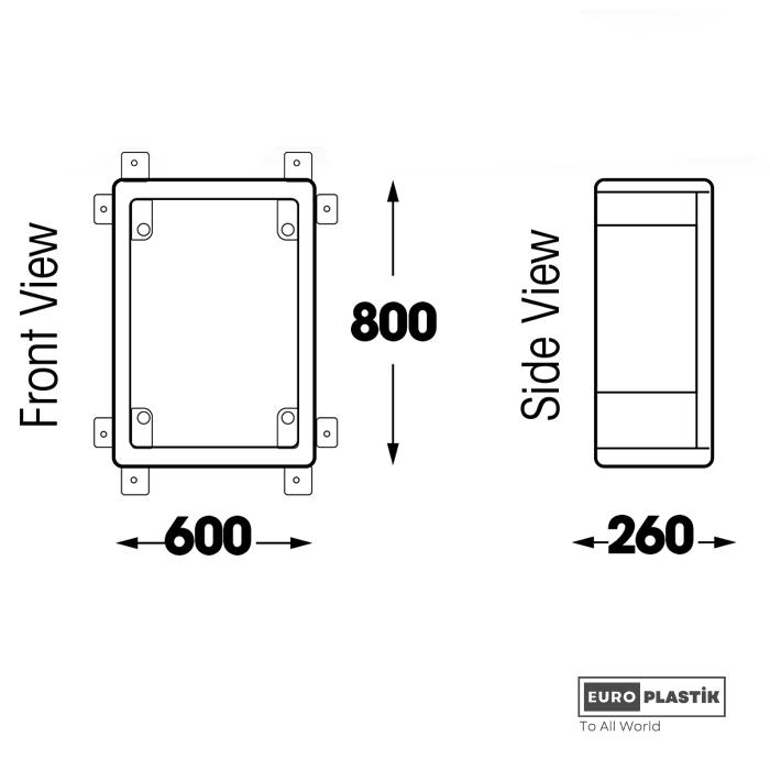 600 x 800 x 260 ABS Grey Door Board