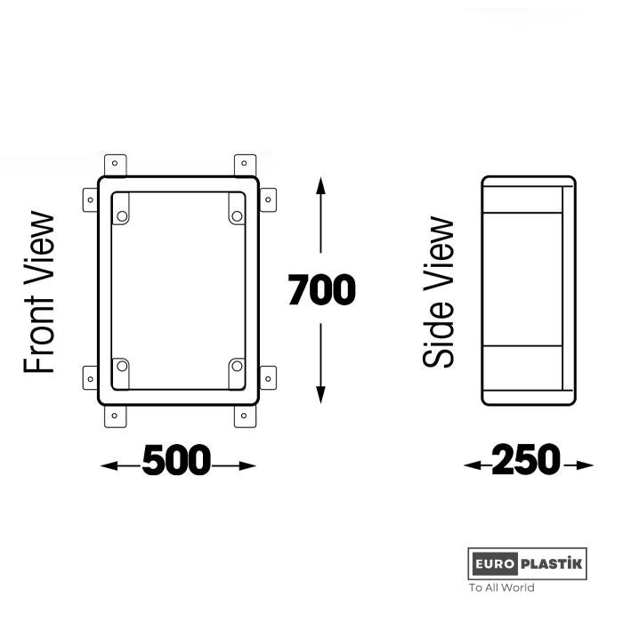 500 x 700 x 250 ABS Grey Door Board