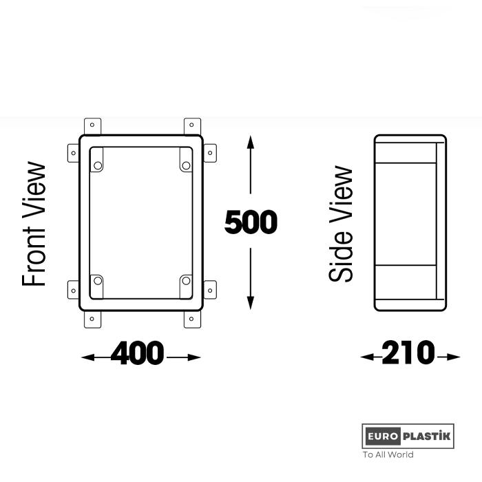 400 x 500 x 210 ABS Grey Door Board